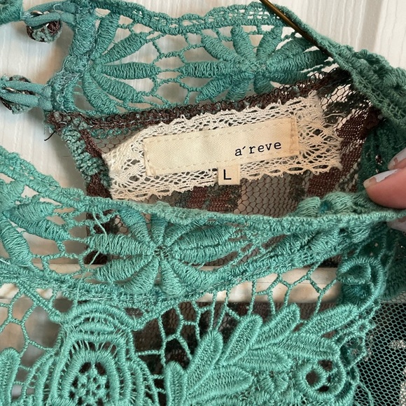 A'Reve Brown and Teal Ruffled Tiered Dress - Picture 3 of 6